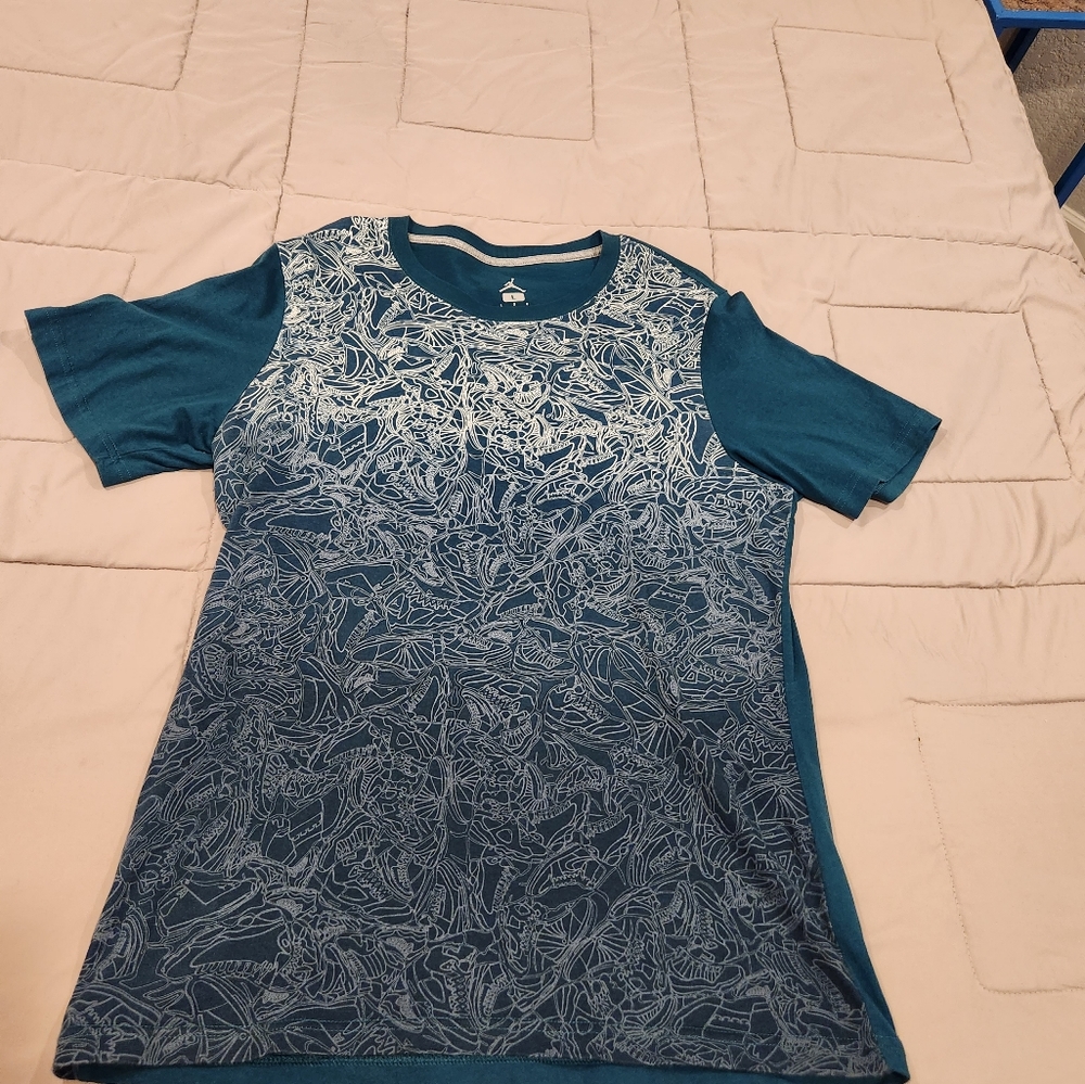 New Jordan Teal Gradient Shoe Pattern Short Sleeve T-Shirt Mens Size Large